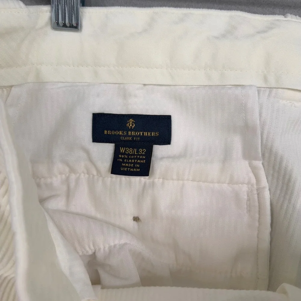 Brooks Brothers Pants Mens W38 L32 White Corduroy Clark Fit Preppy Classic